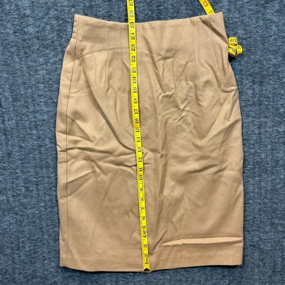 Vintage Lined 100% Wool Beige Tan Pencil Skirt Size 10 Office Career Work Slit - Picture 13 of 15